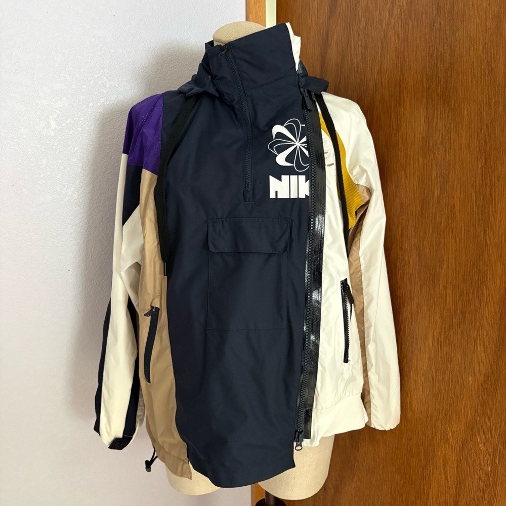 NIKE x SACAI sz XS Double Zip Jacket Windbreaker CD6297 White Navy - Picture 4 of 15